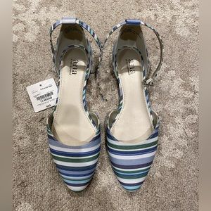 NWT a.n.a A New Approach Darrell Multi Color Striped Flats Size 7.5